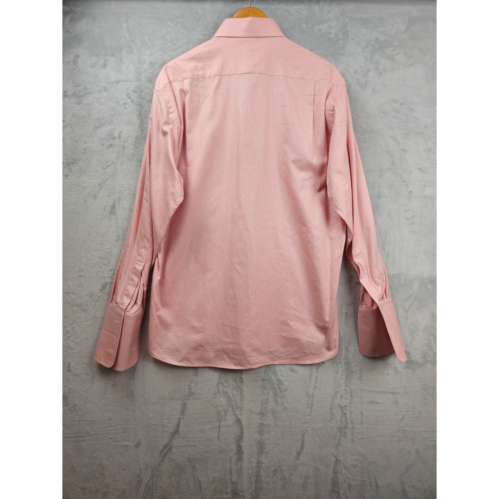 Alara Dress Shirt Mens 16.5 Herringbone Pink 2 Ply Egyptian Cotton French Cuff - Picture 6 of 6